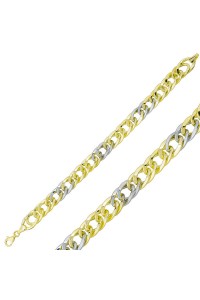 925 Ayar Gümüş İki Renkli Zincir Bileklik 925 Ayar Gümüş İki Renkli Zincir Bileklik