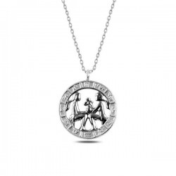 ​​925 Ayar Gümüş İkizler Burcu Gümüş Kolye