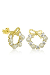 925 Ayar Gümüş İnci Kurdele Çivili Kadın Küpe