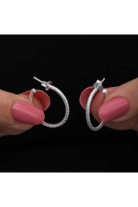 Gümüş Kalemli Halka Kadın Küpe