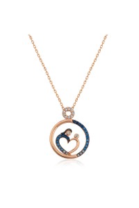 925 Ayar Gümüş Rose Kalp Anne Ve Bebek Kadın Gümüş Kolye