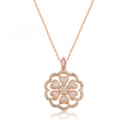 925 Ayar Gümüş Kalp Çiçek Kadın Gümüş Kolye