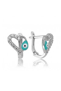 Gümüş Kalp Figürlü Çocuk Küpesi