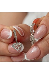 Gümüş Kalp Kurdele Sallantılı Kadın Küpe