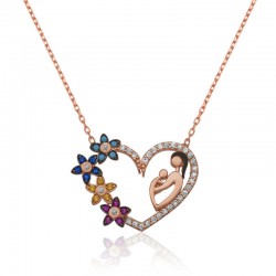 925 Ayar Gümüş Kalpli Anne Çocuk Kadın Gümüş Kolye 925 Ayar Gümüş Kalpli Anne Çocuk Kadın Gümüş Kolye