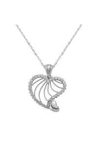 925 Ayar Gümüş Kalpli Kadın Gümüş Kolye