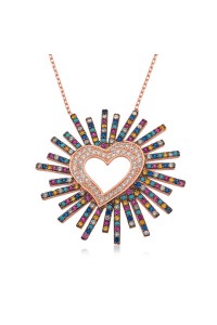 925 Ayar Gümüş Kalpli Kadın Gümüş Kolye