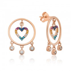 Gümüş Kalpli Halka Küpe Gümüş Kalpli Halka Küpe