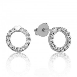 Gümüş Kalpli Halka Çivili Küpe Gümüş Kalpli Halka Çivili Küpe