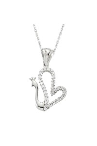 925 Ayar Gümüş Kalpli Kuğu Kadın Gümüş Kolye