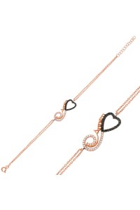 Gümüş Rose Kalpli Sonsuzluk Annem Bileklik