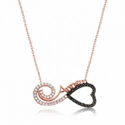 925 Ayar Gümüş Kalpli Sonsuzluk Annem Gümüş Kolye