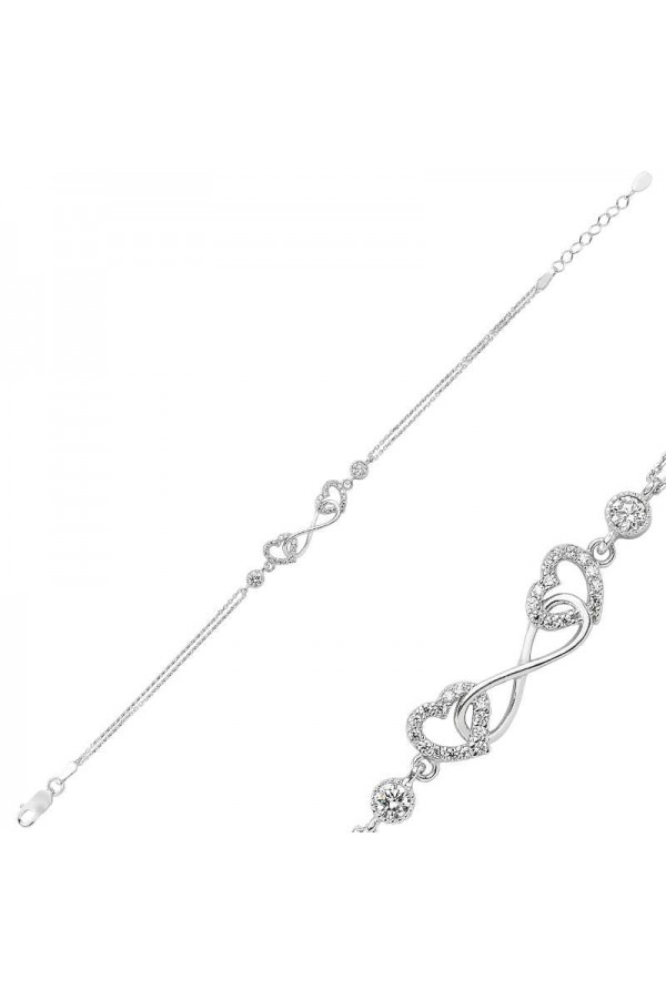 Gümüş Kalpli Sonsuzluk Bileklik