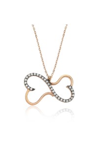 925 Ayar Gümüş Kalpli Sonsuzluk Kolye