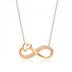 925 Ayar Gümüş Kalpli Sonsuzluk Kadın Gümüş Kolye