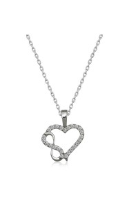 925 Ayar Gümüş Kalpli Sonsuzluk Kadın Gümüş Kolye
