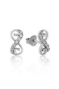 925 Ayar Gümüş Kalpli Sonsuzluk Çivili Küpe