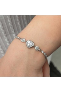 925 Ayar Gümüş Kalpli Su Yolu Kadın Bileklik 925 Ayar Gümüş Kalpli Su Yolu Kadın Bileklik