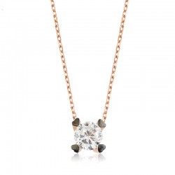 925 Ayar Gümüş Kalpli Tek Taş Kadın Gümüş Kolye