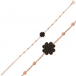 925 Ayar Gümüş Rose Kalpli Yonca Bileklik 925 Ayar Gümüş Rose Kalpli Yonca Bileklik