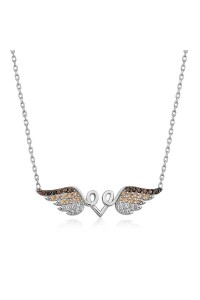 925 Ayar Gümüş Kanatlı Kalp Kadın Gümüş Kolye