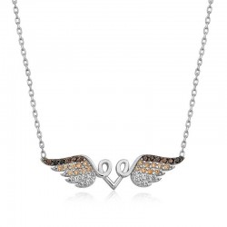 925 Ayar Gümüş Kanatlı Kalp Kadın Gümüş Kolye