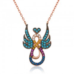 925 Ayar Gümüş Kanatlı Sonsuz Aşk Kadın Gümüş Kolye