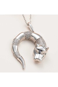 ​925 Ayar Gümüş Kaplan Figürlü Kadın Kolye