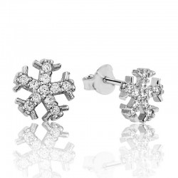 925 Ayar Gümüş Kar Tanesi Çivili Küpe