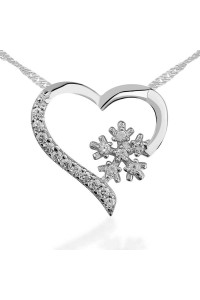 925 Ayar Gümüş Kar Tanesi Kalp Kadın Gümüş Kolye