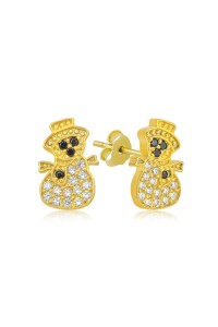 Gümüş Gold Kardan Adam Kadın Küpe Gümüş Gold Kardan Adam Kadın Küpe