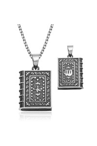 Gümüş Kare İçi Açılabilen Allah Muskalık Kolye