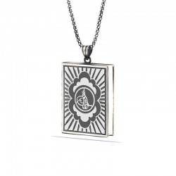 925 Ayar Gümüş Kare İçi Açılabilen Tuğra Muskalık Gümüş Kolye