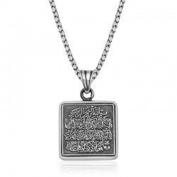 925 Ayar Gümüş Kare Nazar Dualı Cevşen Kolye