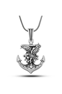 Gümüş Kartal Figürlü Denizci Çapası Kolye Gümüş Kartal Figürlü Denizci Çapası Kolye