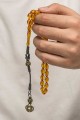Gümüş Kazaz Püsküllü Sıkma Kehribar Tesbih