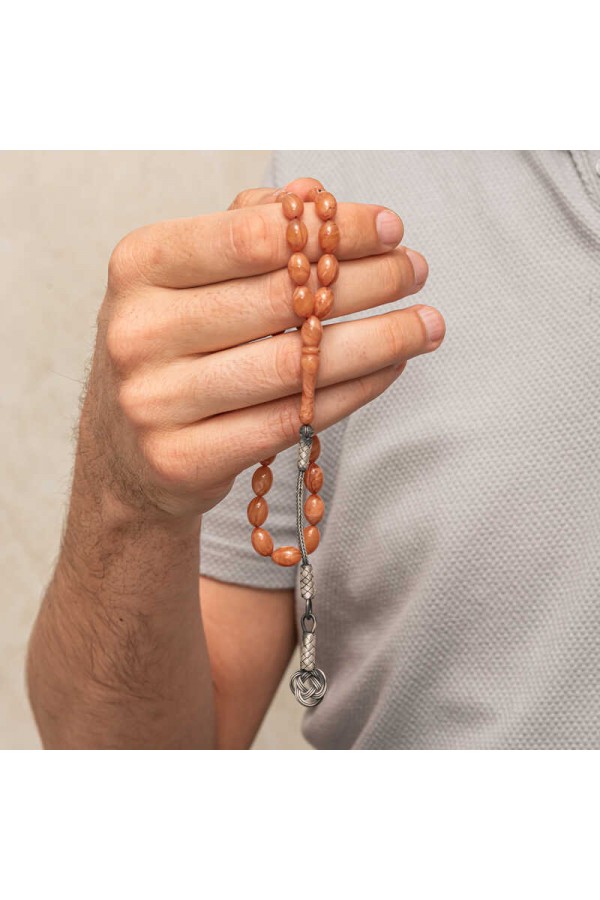 Gümüş Kazaz Püsküllü Sıkma Kehribar Tesbih Gümüş Kazaz Püsküllü Sıkma Kehribar Tesbih