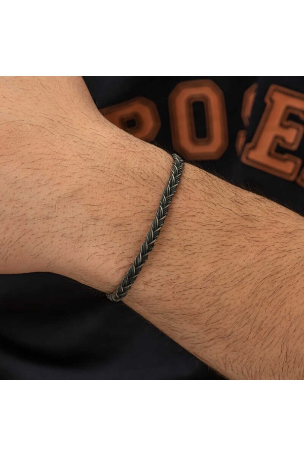 Gümüş Kazaziye Örgü Bileklik