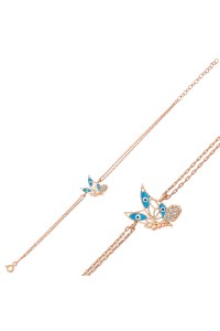 ​925 Ayar Gümüş Rose Kelebek Kadın Bileklik