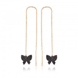 925 Ayar Gümüş Kelebek Zincir Küpe