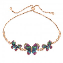 925 Ayar Gümüş Rose Kelebekli Asansör Bileklik