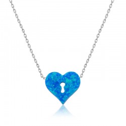 925 Ayar Gümüş Kilitli Kalp Kadın Gümüş Kolye