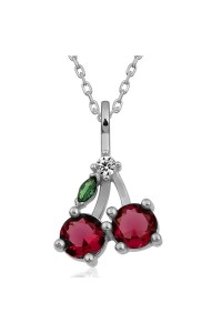 925 Ayar Gümüş Kiraz Figürlü Meyve Kadın Kolye