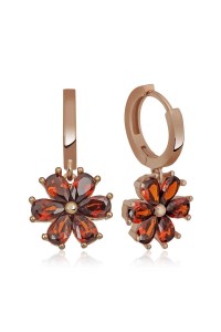 Gümüş Kırmızı Çiçek Küpe