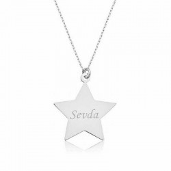 925 Ayar Gümüş Kişiye Özel İsimli Yıldız Gümüş Kolye