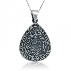 925 Ayar Gümüş Kıtmir Duası Damla Gümüş Kolye