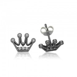 925 Ayar Gümüş Kraliçe Tacı Çivili Küpe