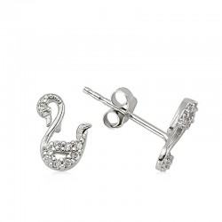 925 Ayar Gümüş Kuğu Çivili Küpe