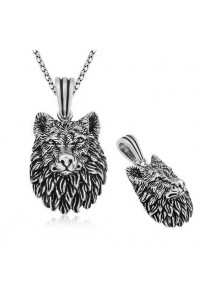 ​925 Ayar Gümüş Kurt Kafası Kolye