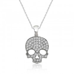 925 Ayar Gümüş Kuru Kafa Kadın Gümüş Kolye